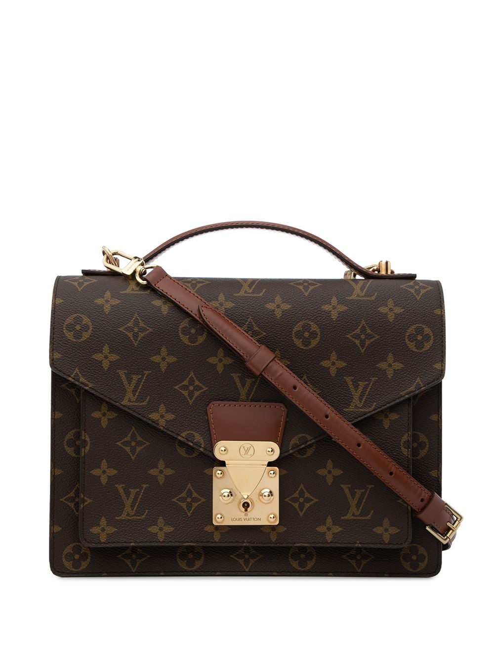 Louis Vuitton Monogram Monceau 2WAY Leather Brown Handbag 897
