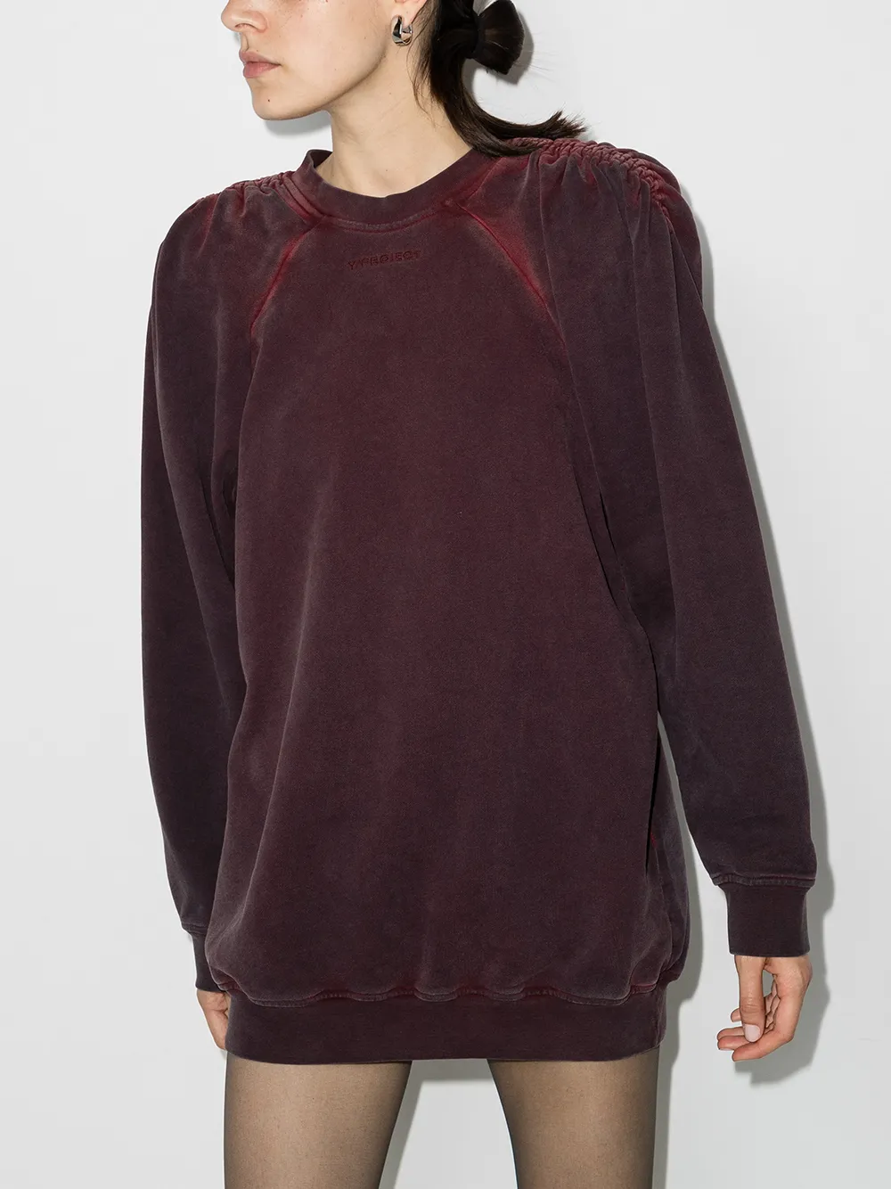Image 2 of Y/Project ruched-detail cotton-jersey jumper