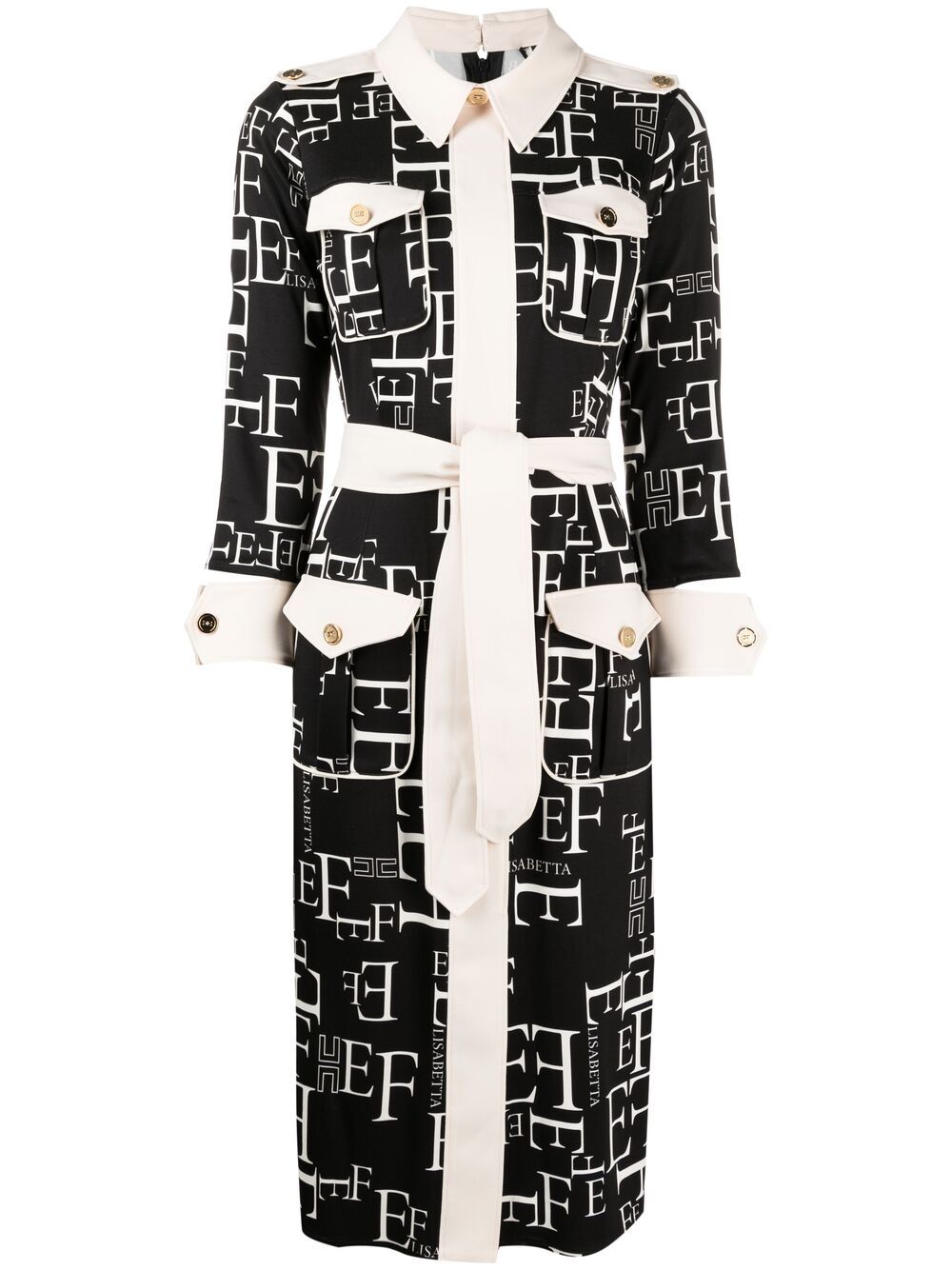 ELISABETTA FRANCHI: shirt dress with monogram print - Black