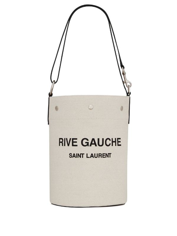 Rive Gauche Canvas Bucket Bag in White - Saint Laurent