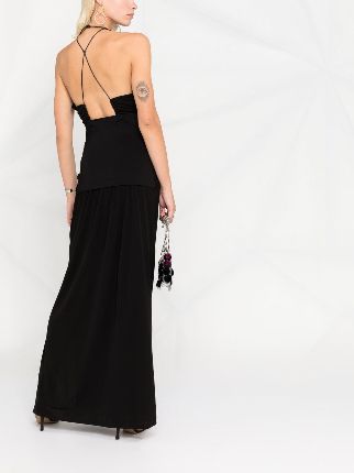 halterneck ruched maxi dress展示图