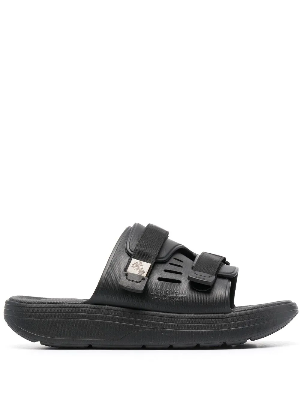 Shop Suicoke Touch-strap Flat Sandals In Black