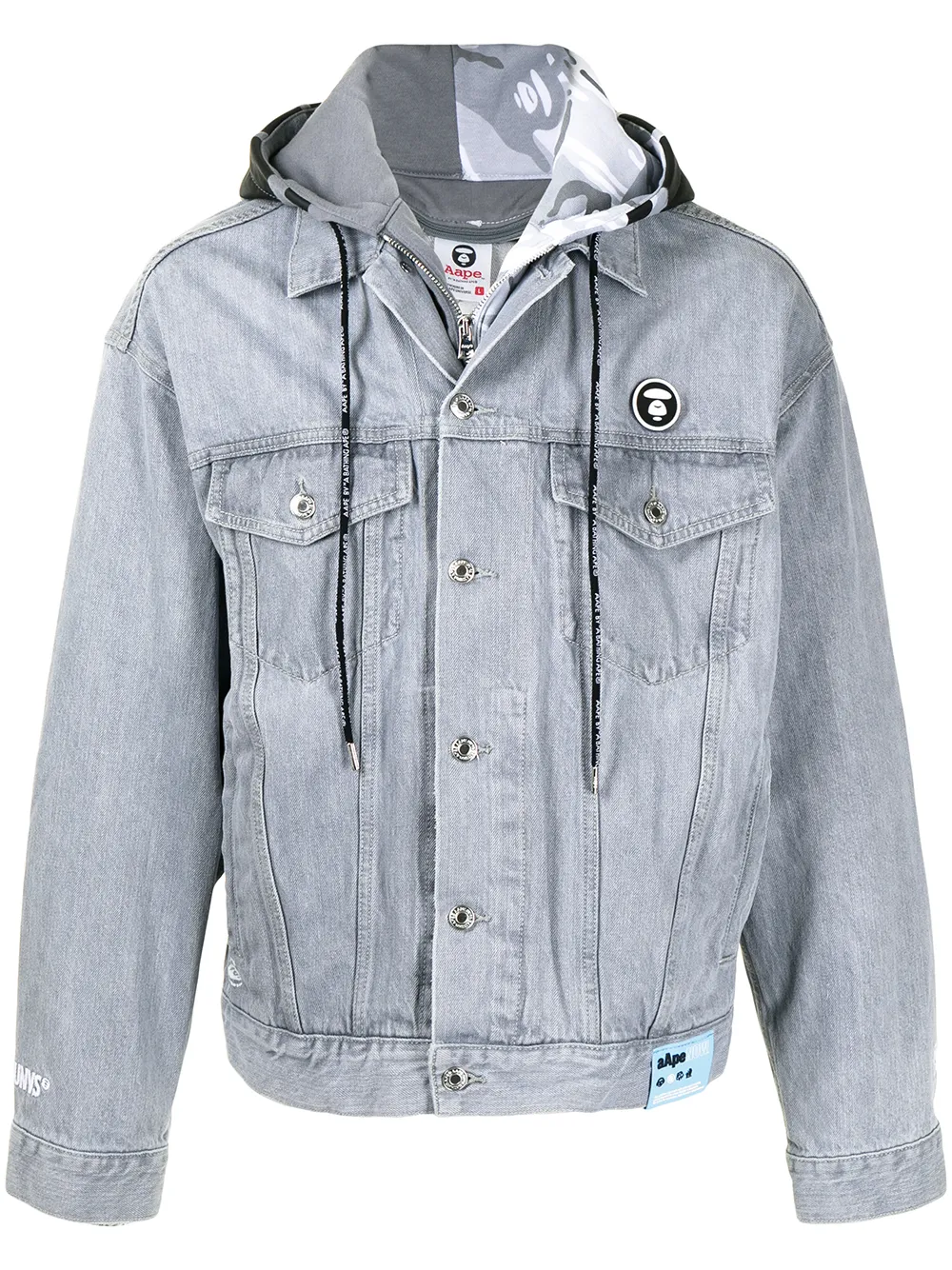 AAPE BY A BATHING APE HOOD-LAYER DENIM JACKET