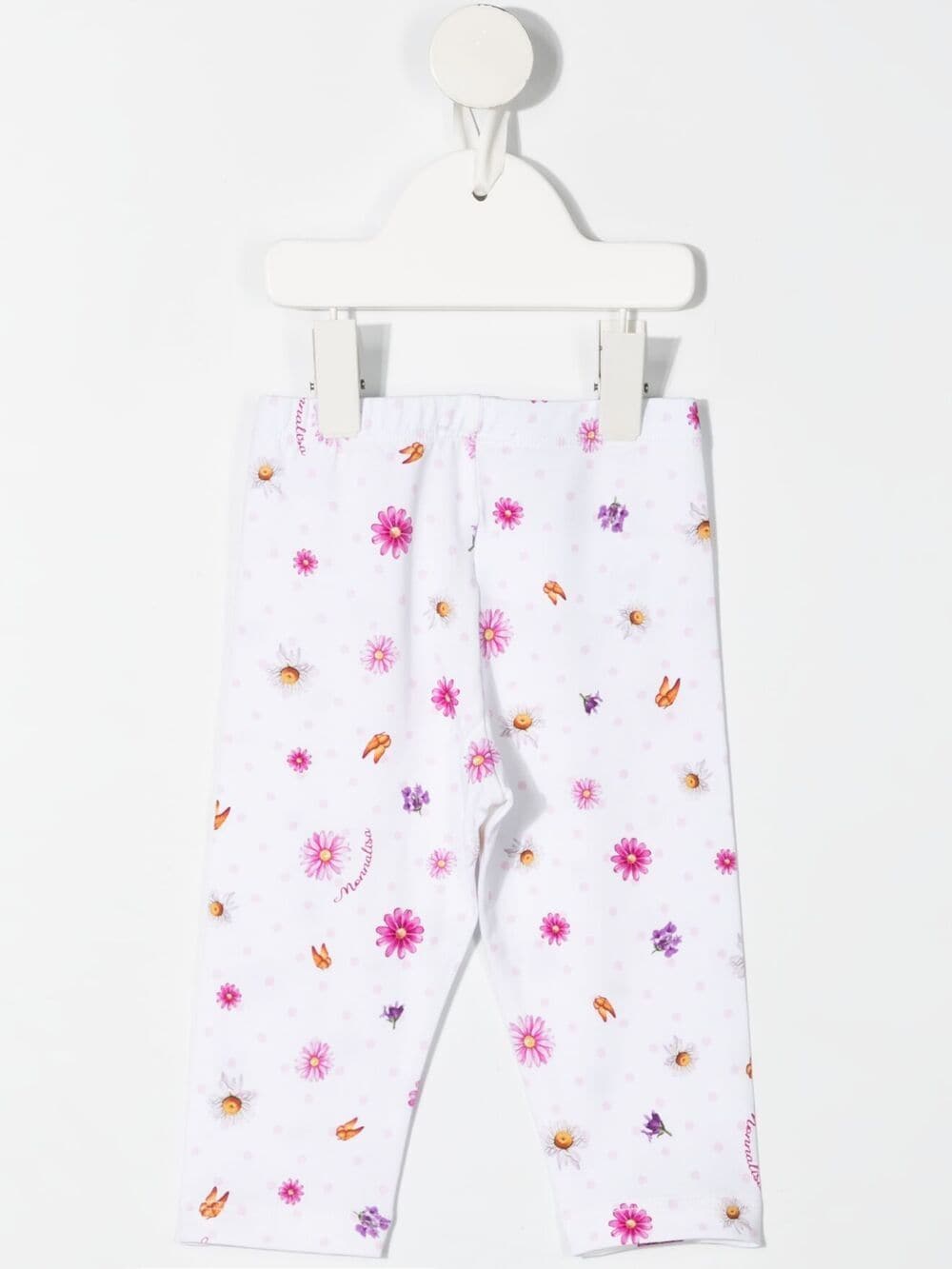 Shop Monnalisa Floral-print Cotton Trousers In White