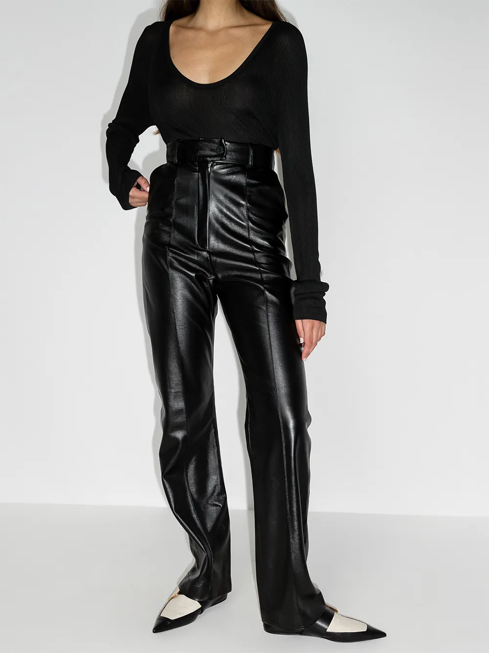 Image 2 of Materiel high-waisted flared trousers