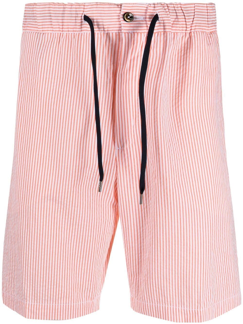 Pt01 Stripe Print Drawstring Shorts In Orange