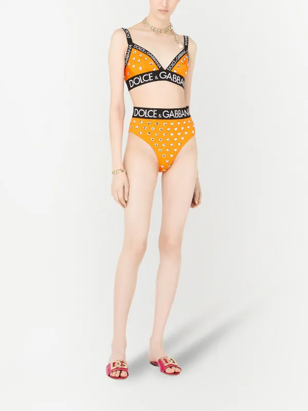 Dolce & Gabbana logo-tape Detail Bra | Orange | FARFETCH