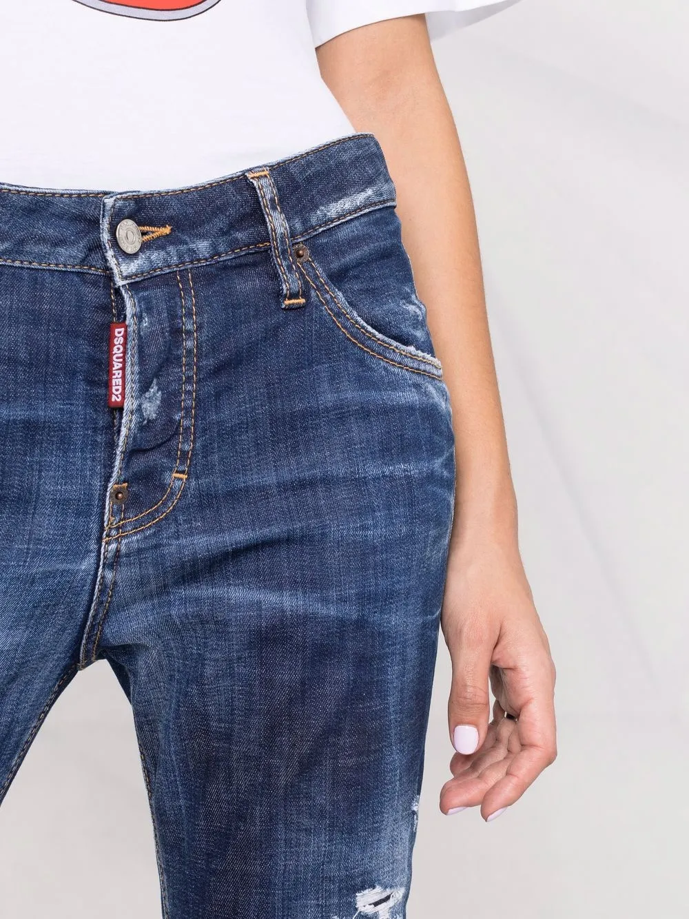 фото Dsquared2 джинсы кроя слим с эффектом потертости