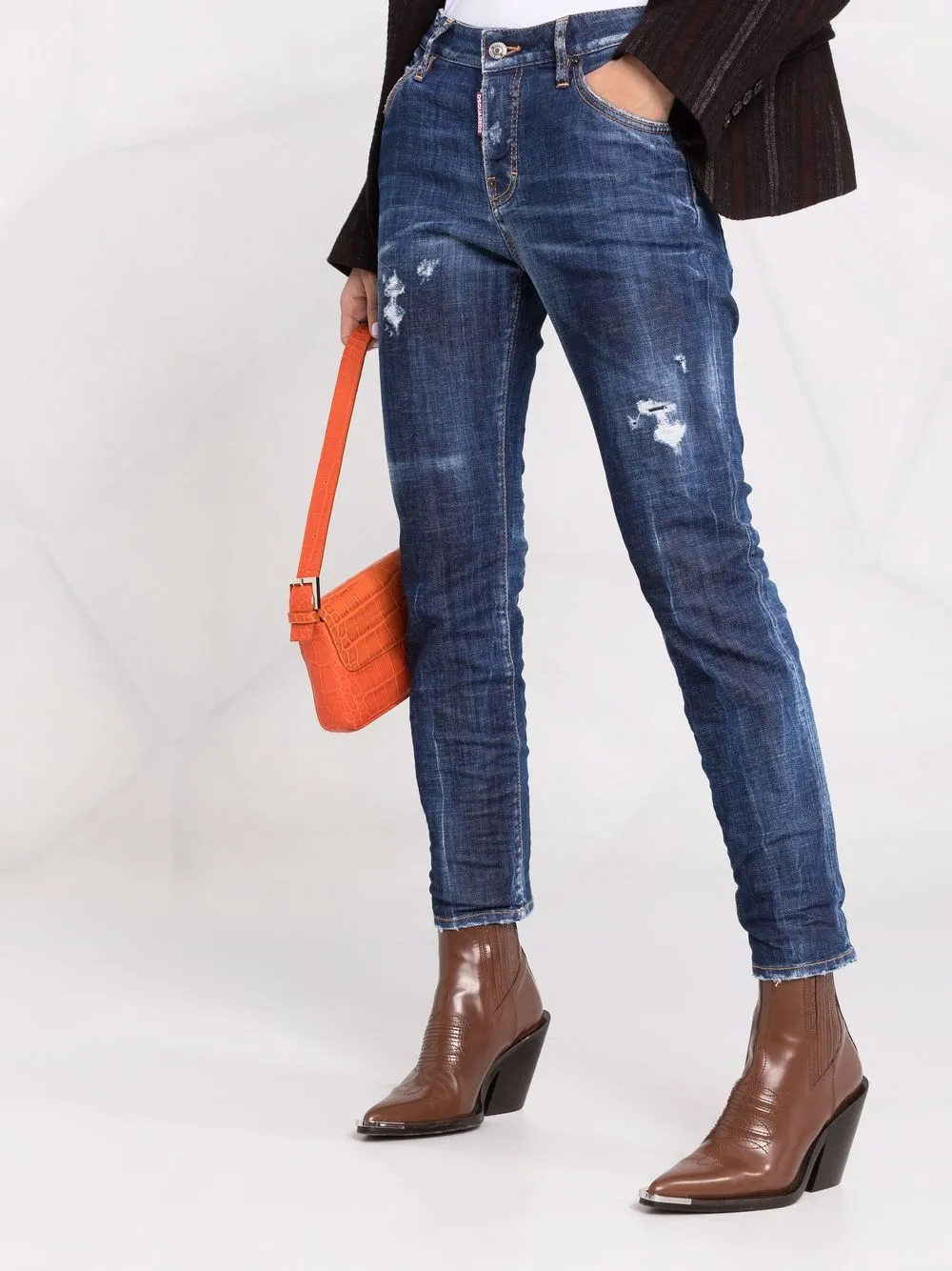 фото Dsquared2 джинсы кроя слим с эффектом потертости