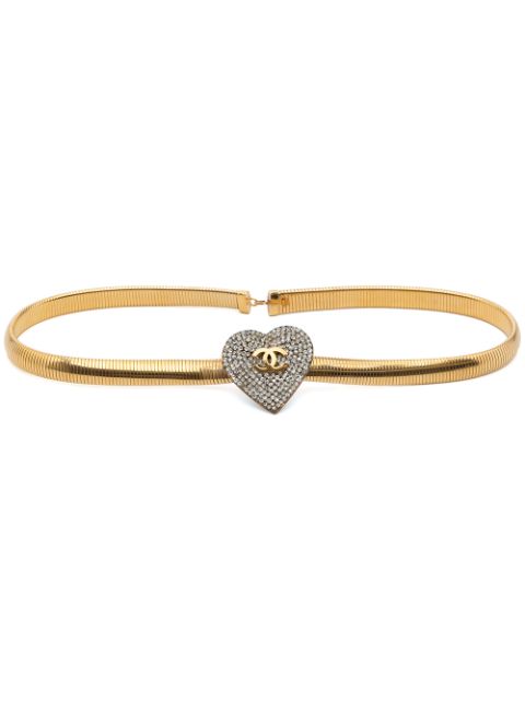 CHANEL 1990s CC rhinestone-embellished heart belt Women