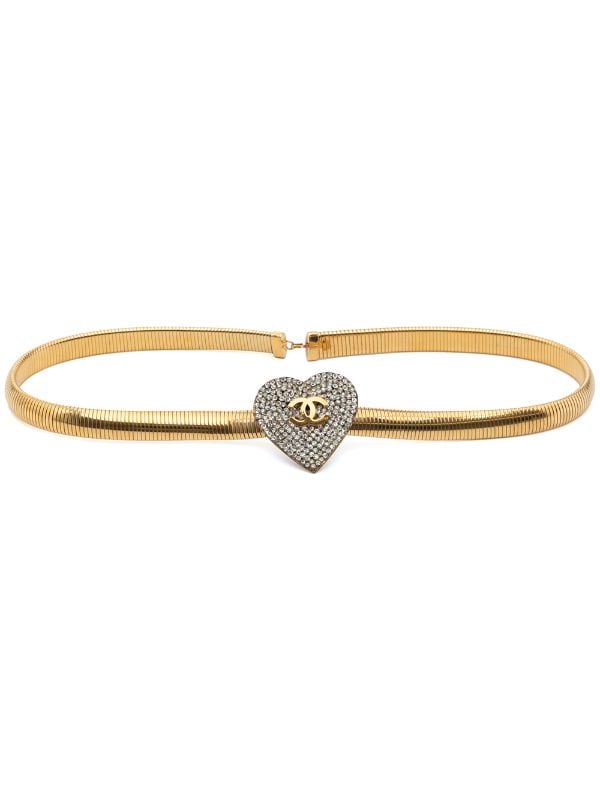Chanel Pre-owned 1990s CC rhinestone-embellished Heart Belt - Gold