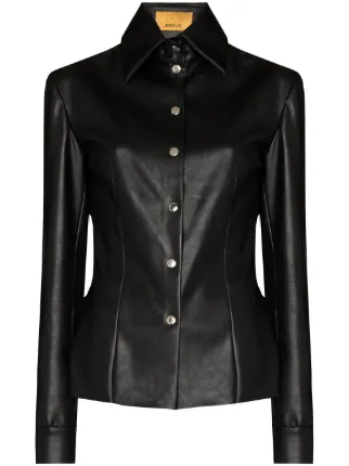 ANOUKI long-sleeve faux-leather Shirt 
