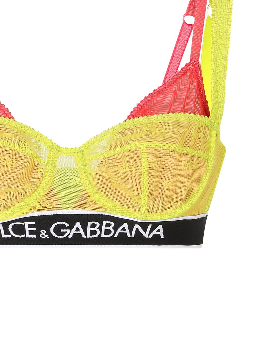 Shop Dolce & Gabbana Layered Lace Bra Top In Yellow