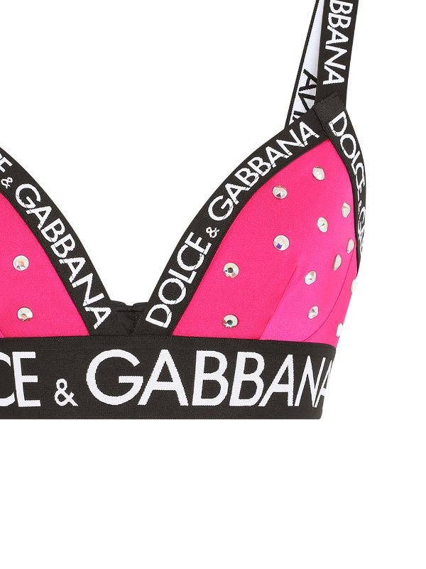 Dolce & Gabbana Sequin Embellished Logo Trim Bra Top - Farfetch