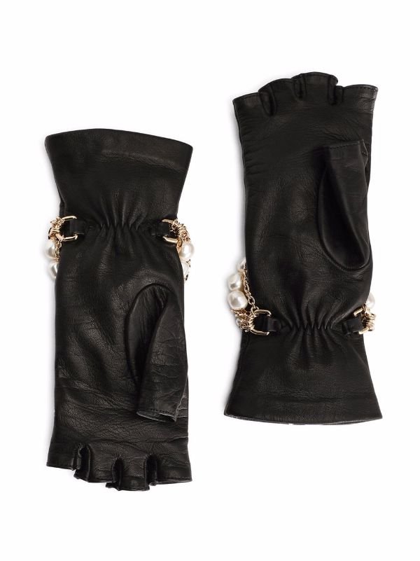 CHANEL Pre-Owned Fingerless Leather Gloves - Farfetch