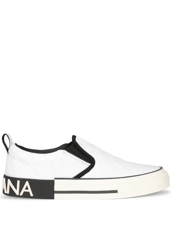 white quilted slip ons