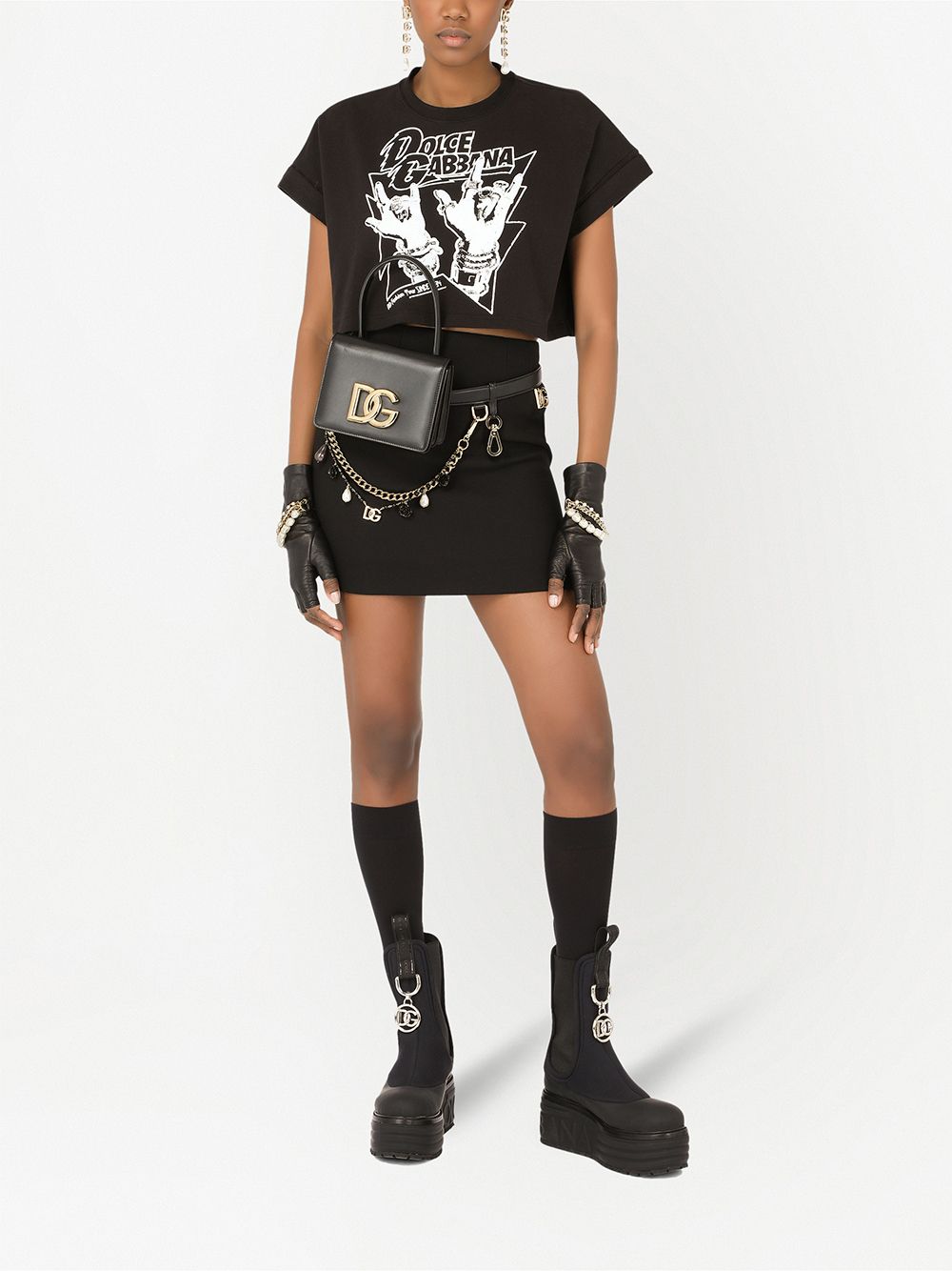 Shop Dolce & Gabbana Logo-appliqué Double Crepe Miniskirt In Schwarz