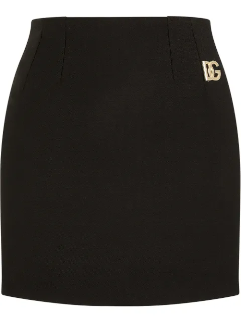 Dolce & Gabbana logo-appliqué double crepe miniskirt