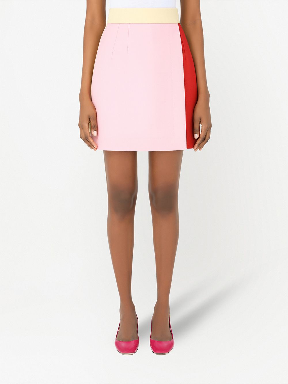 Shop Dolce & Gabbana Colour-block High-waisted Skirt In Rosa