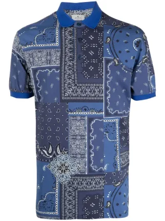 Shop ETRO patchwork bandana polo shirt 