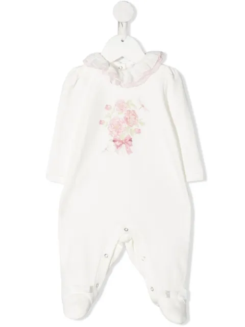 Monnalisa flower-bouquet babygrow