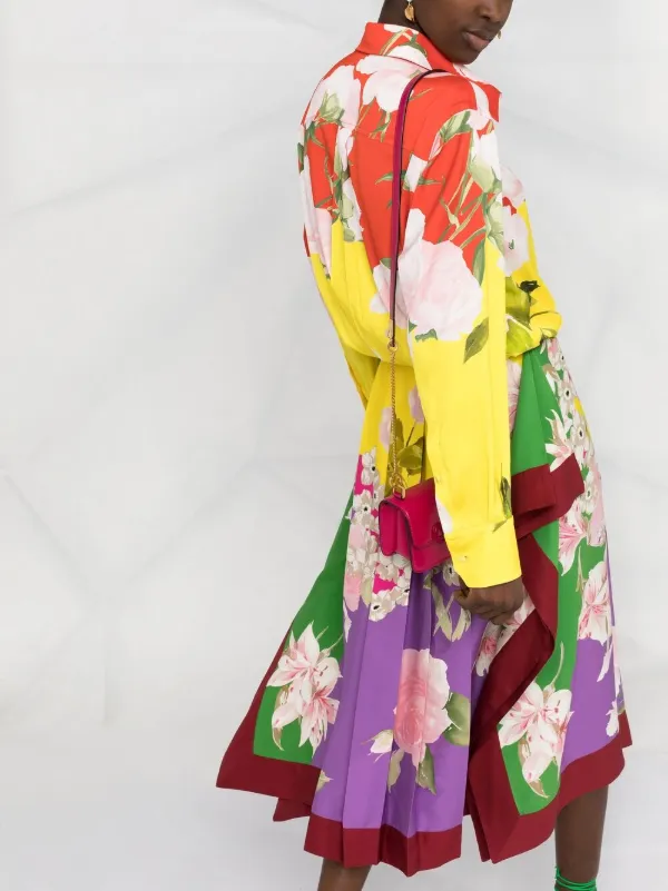 Valentino Garavani Pleated floral-print Midi Dress | Red