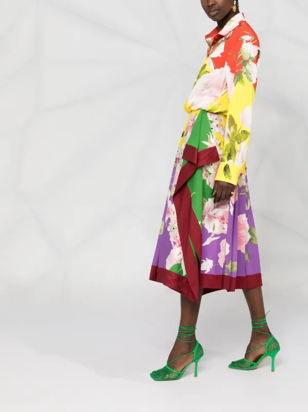 Valentino Garavani Pleated floral-print Midi Dress | Red