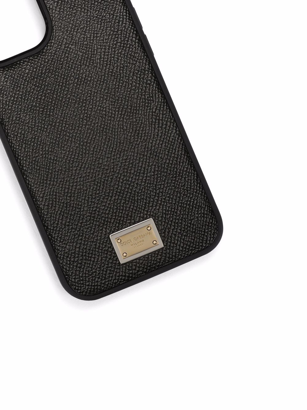 Shop Dolce & Gabbana Logo Plate Calfskin Iphone 12 Pro Case In Black