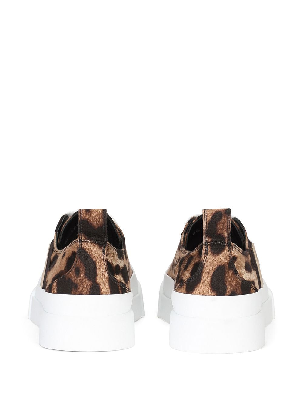 Dolce & Gabbana Cotton Drill Portofino Trainers With Leopard Dg Logo In Brown | ModeSens