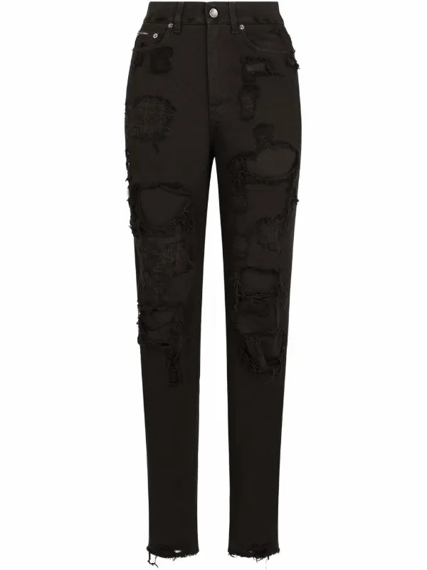 Dolce Gabbana Distressed Boyfriend Jeans Black FARFETCH IN