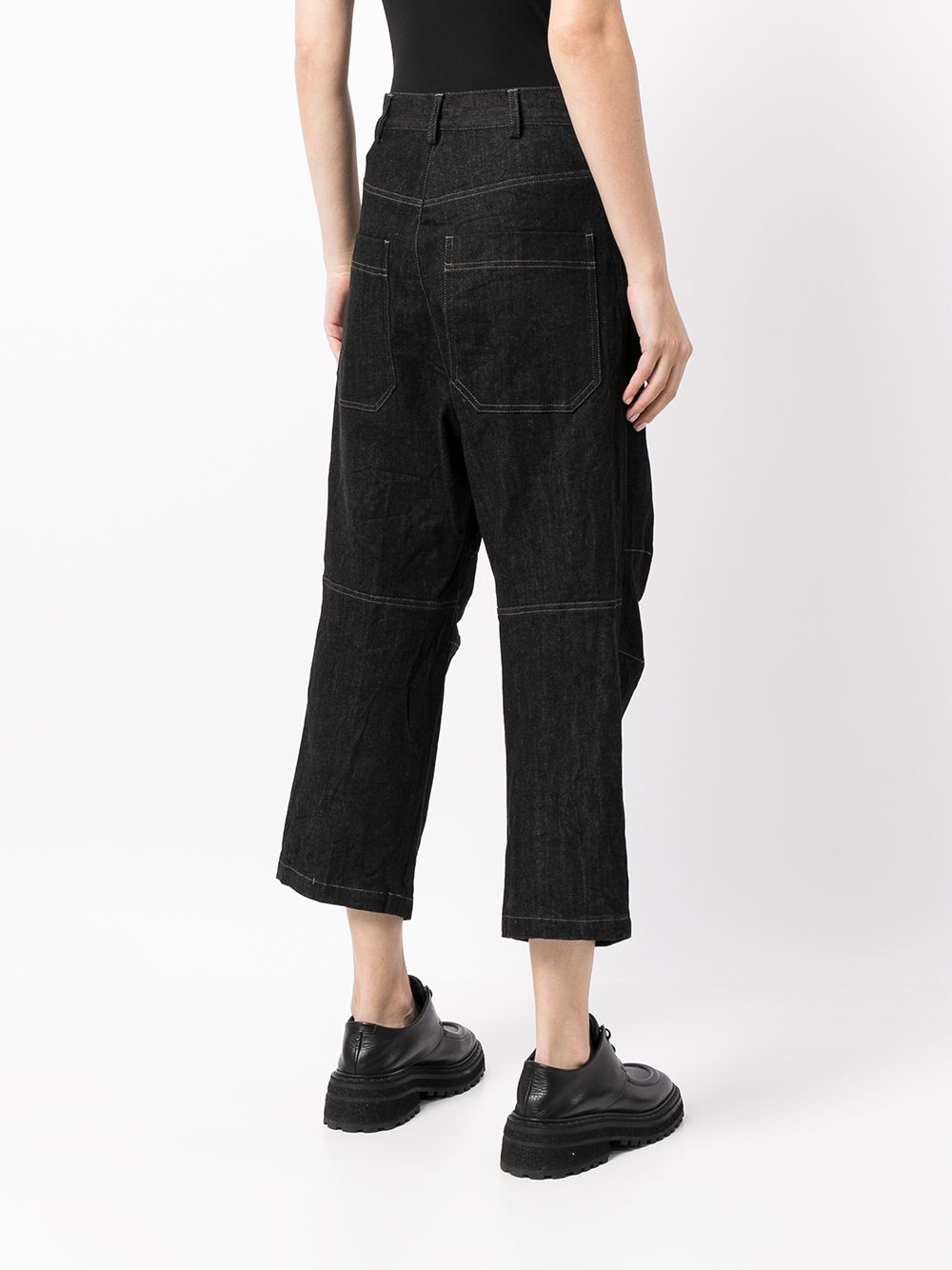 Shop Forme D'expression High-waisted Cropped Trousers In Schwarz