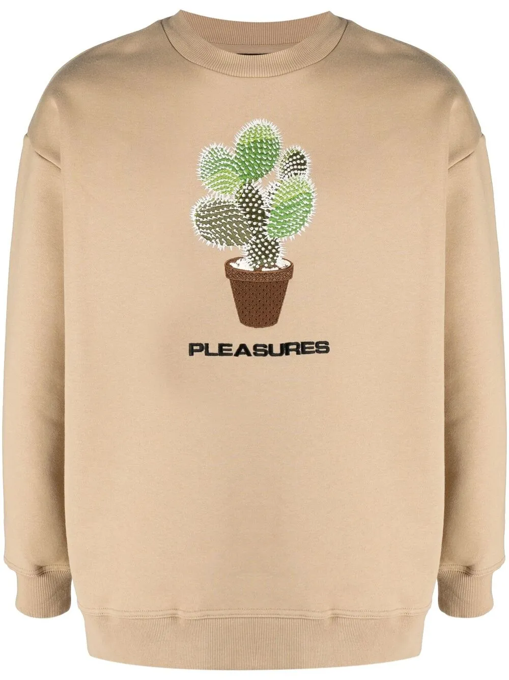 

Pleasures Spike embroidery rib-trimmed sweatshirt - Neutrals