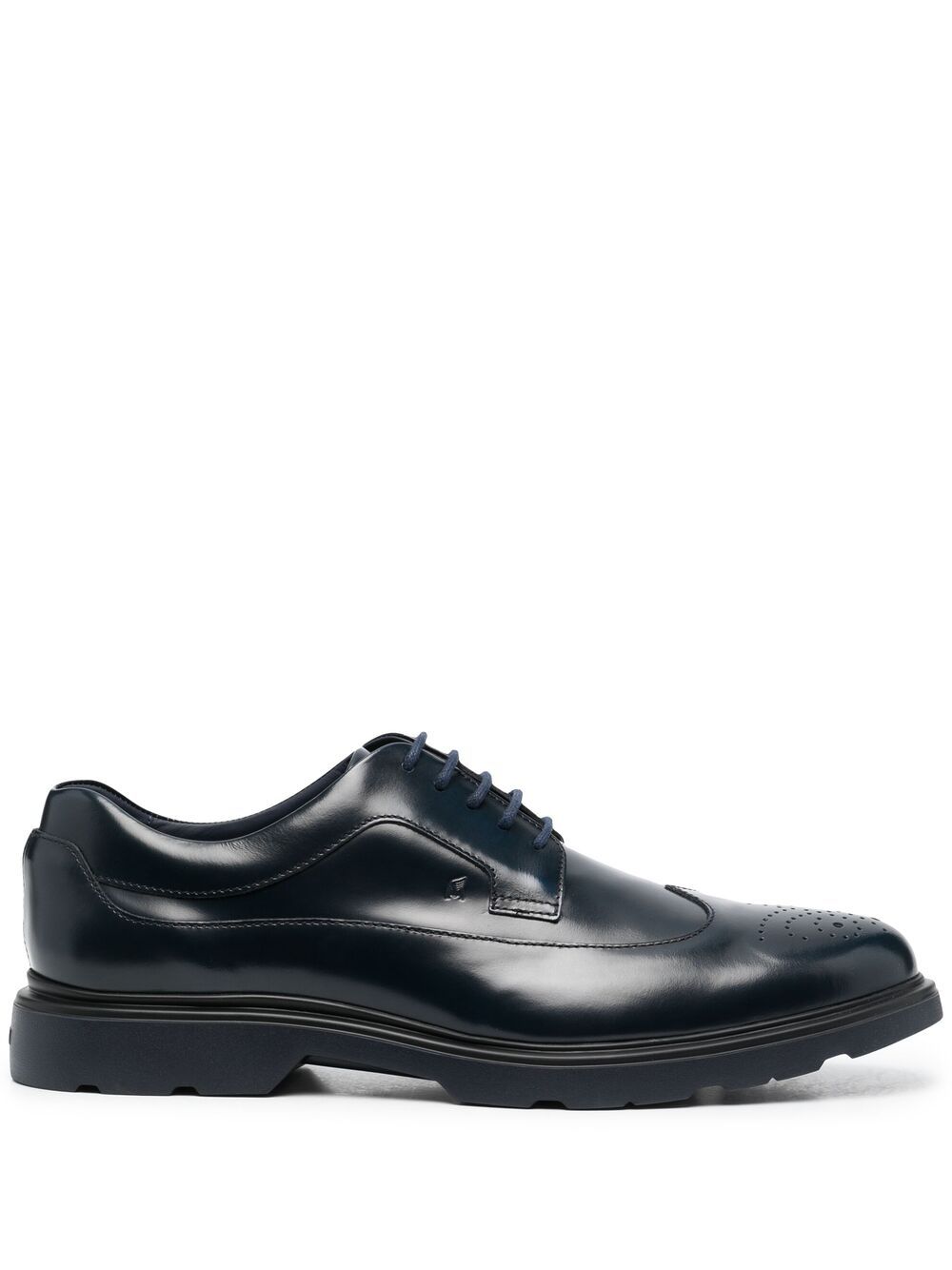 Hogan Calf Leather Lace-up Brogues In Blue