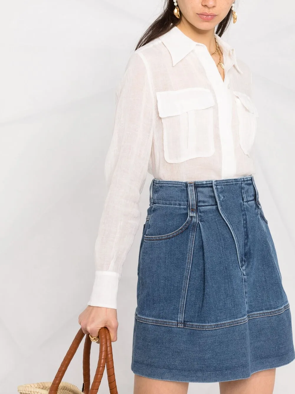 фото Chloé джинсовая юбка а-силуэта
