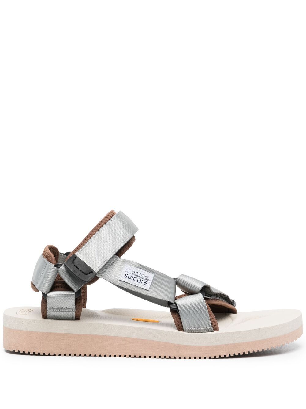 Suicoke Flat Double-strap Sandals In Grey