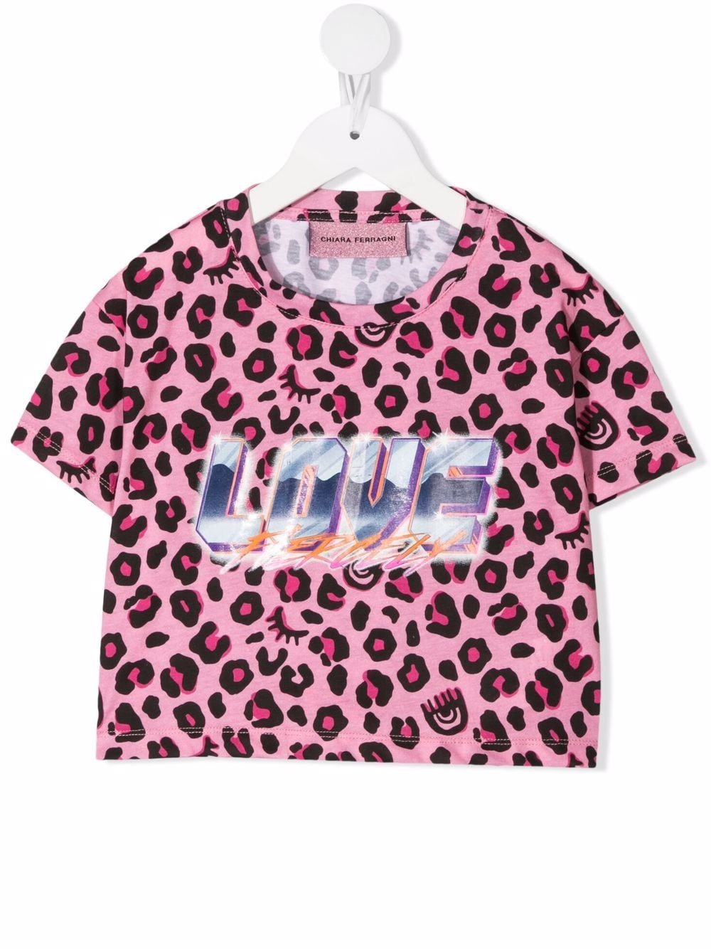 Chiara Ferragni Kids' Leopard-print Cotton T-shirt In Pink