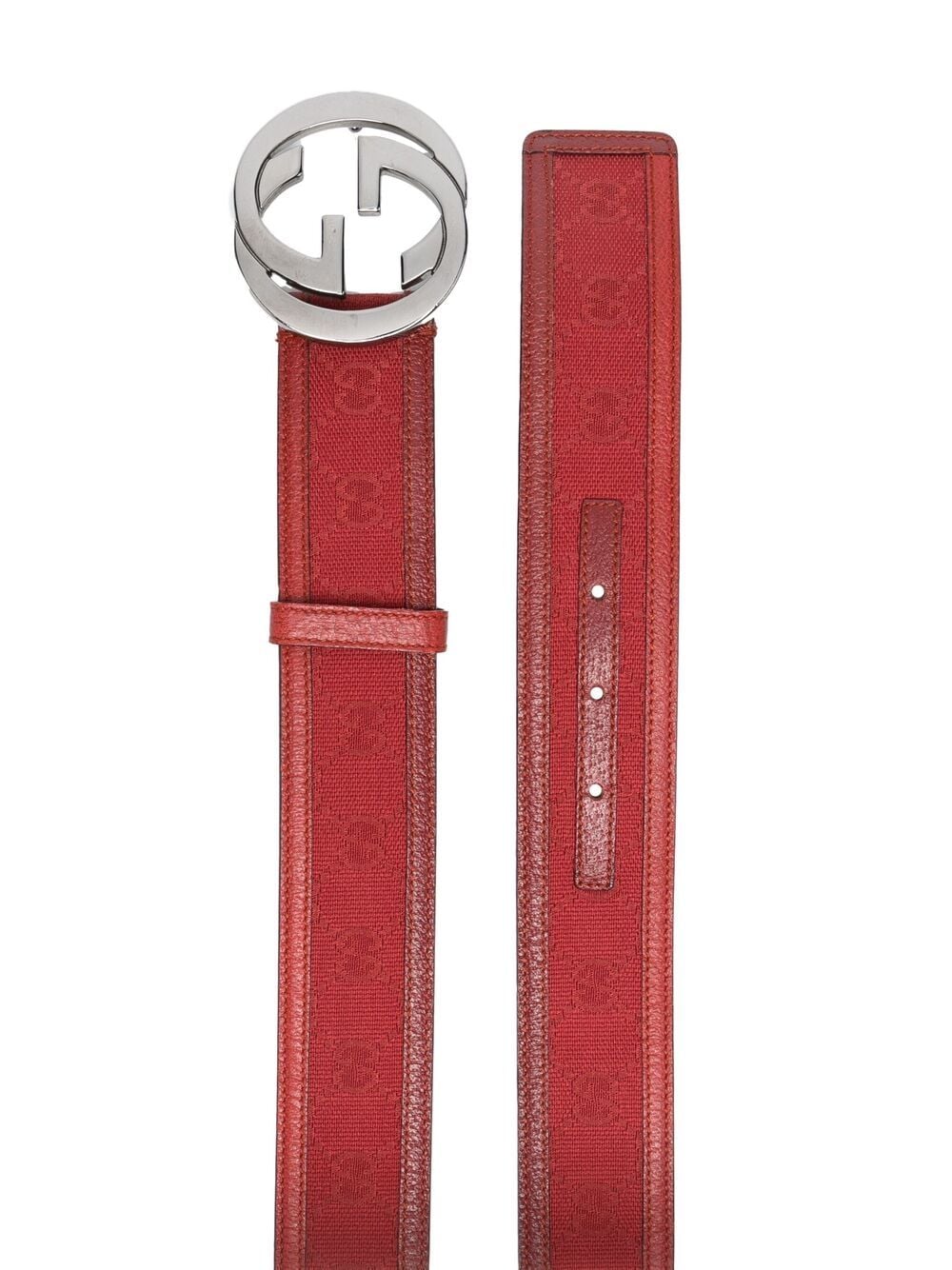 Pre-owned Gucci 2010s Interlocking Gg Buckle Belt In Red