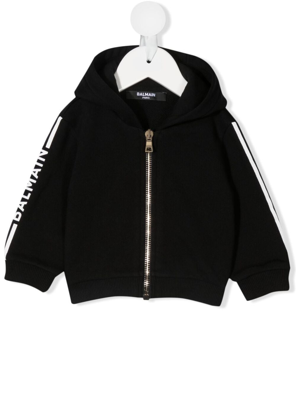 Balmain Babies' Logo-print Hooded Jacket In 黑色