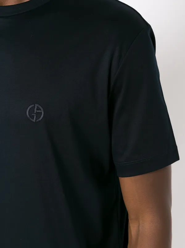 Tシャツ・カットソー GIORGIO ARMANI COTTON T-SHIRT WITH LOGO PRINT Giorgio Armani logo-print Cotton T-shirt | Black | FARFETCH