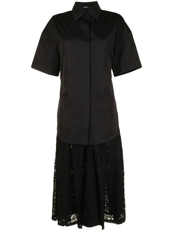 Goen.J shirt-layered pleated-lace Dress - Farfetch