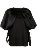 Goen.J balloon-sleeve twisted front top - Black