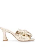 Madison.Maison knot-bow sculpted heel mules - Gold