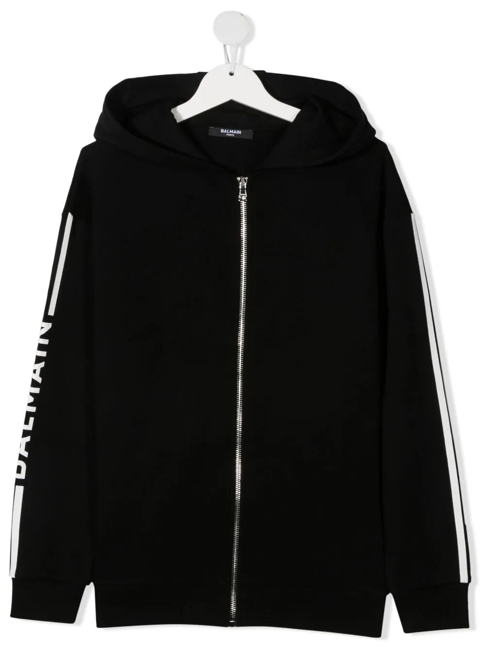 Shop Balmain Teen Logo-print Hooded Jacket In Black