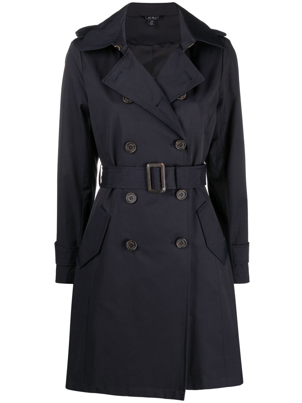 Lauren Ralph Lauren Double-breasted Belted Trench Coat In Black