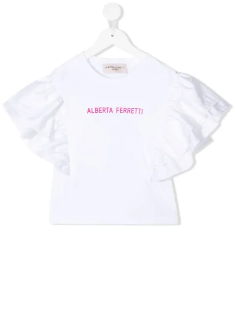 Alberta Ferretti Kids Camiseta de algodão com estampa de logo
