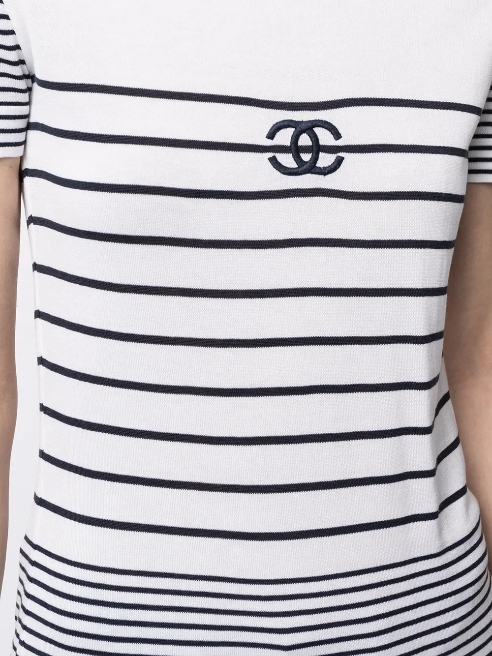 фото Chanel pre-owned футболка в полоску с логотипом cc