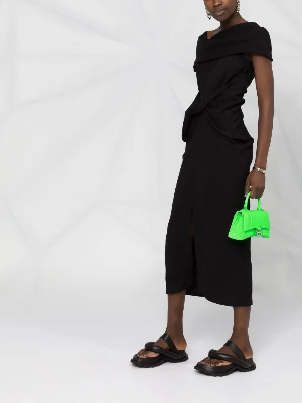 AMBUSH Asymmetric mid-length Dress | Black | FARFETCH JO