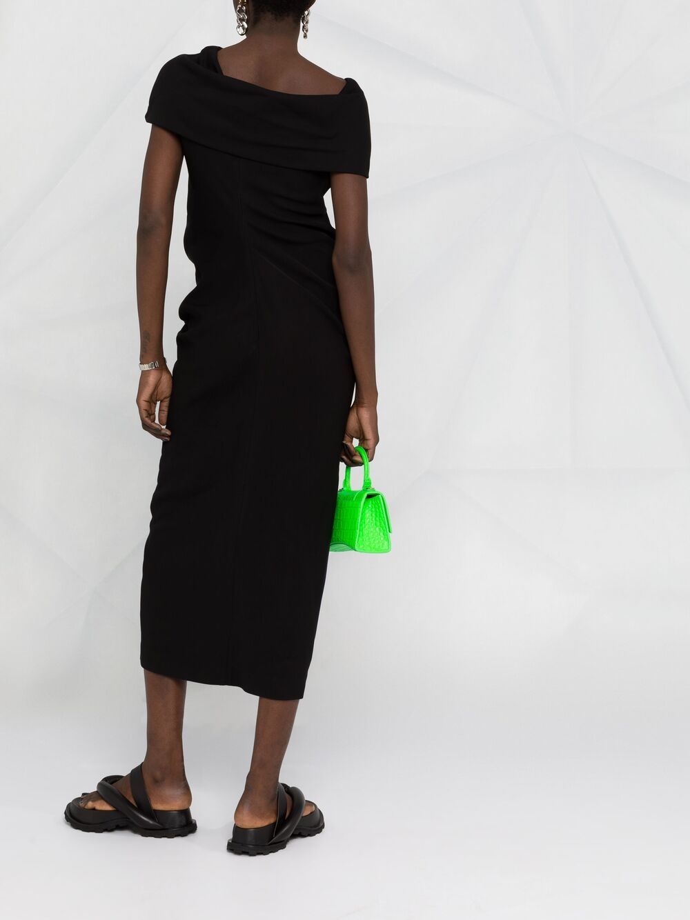 Shop Ambush Asymmetric Mid-length Dress In Black