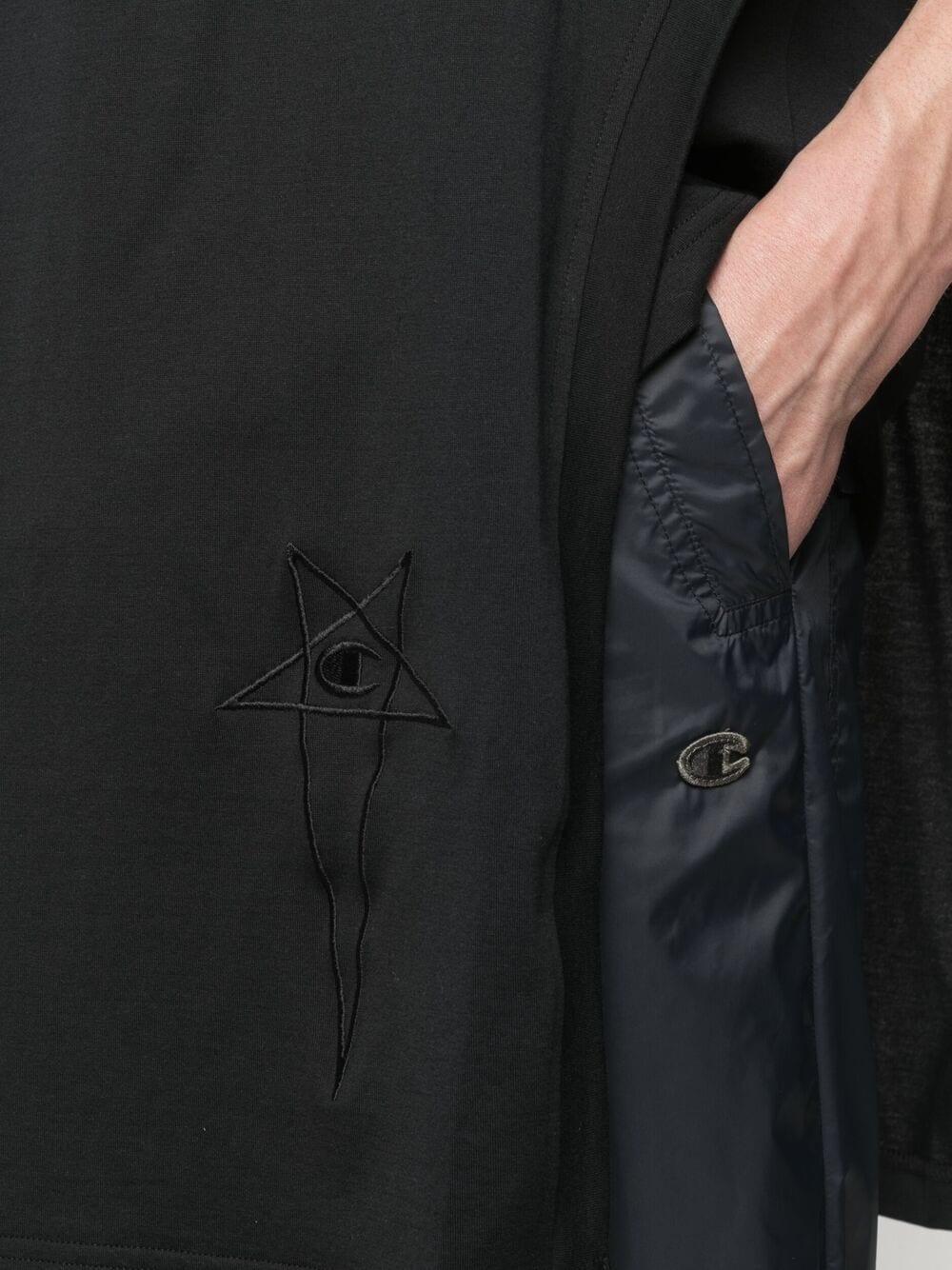 Shop Rick Owens X Champion Asymmetric Short-sleeved T-shirt In Black