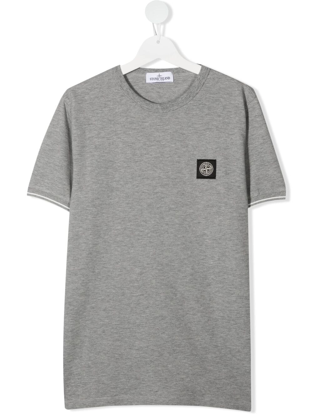 Stone Island Junior Teen Logo-patch Cotton T-shirt In Grau